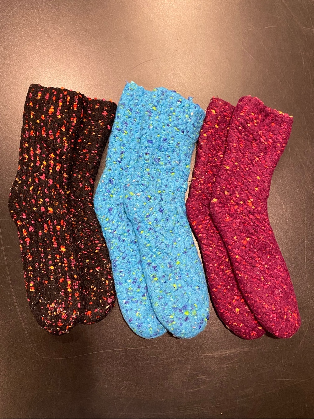3 Pair Y2K Thick Cozy Confetti Knit Crew Socks Women’s S/M